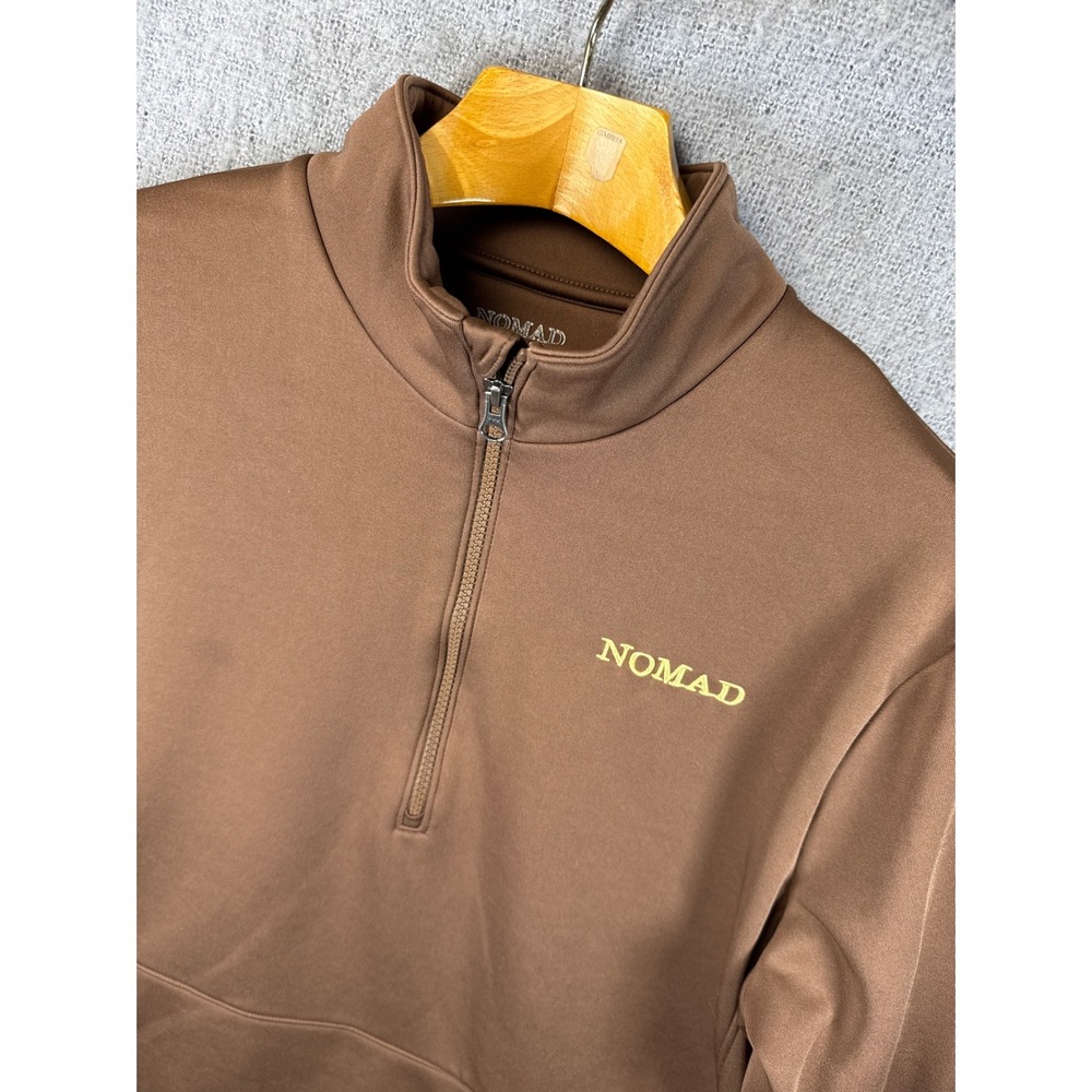 NOMAD Quarter Zip Pullover Long Sleeve Brown Performance Top Mens Size L Camping